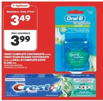 Crest Complete Toothpaste or Oral-B Complete Satin Floss