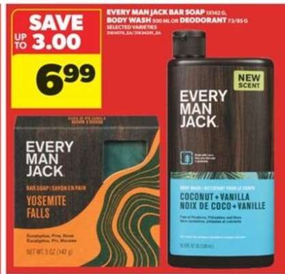 Every Man Jack Bar Soap, Body Wash or Deodorant