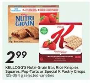 KELLOGG’S Nutri-Grain Bar, Rice Krispies Squares, Pop-Tarts or Special K Pastry Crisps