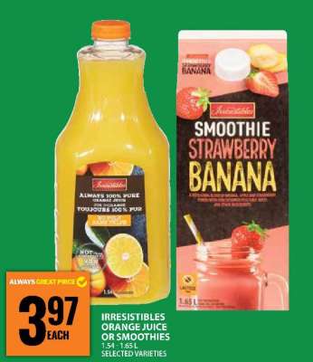 Irresistibles Orange Juice or Smoothies