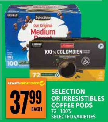 SELECTION OR IRRESISTIBLES COFFEE PODS