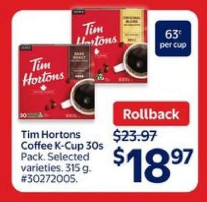 Tim Hortons Coffee K-Cup 30s Pack
