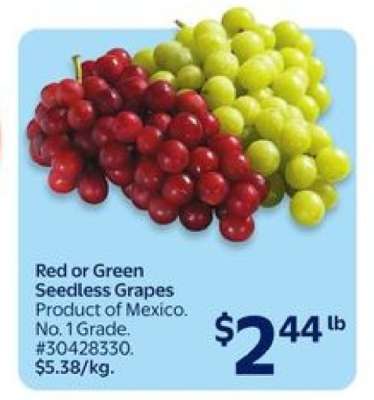 RED OR GREEN SEEDLESS GRAPES