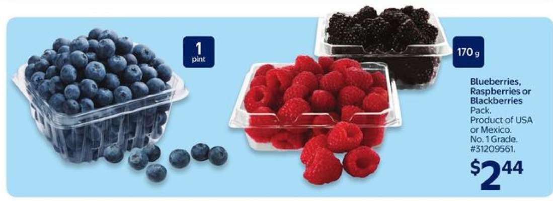 Blueberries, Raspberries or Blackberries