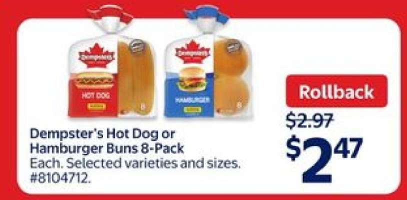 Dempster's Hot Dog or Hamburger Buns 8-Pack