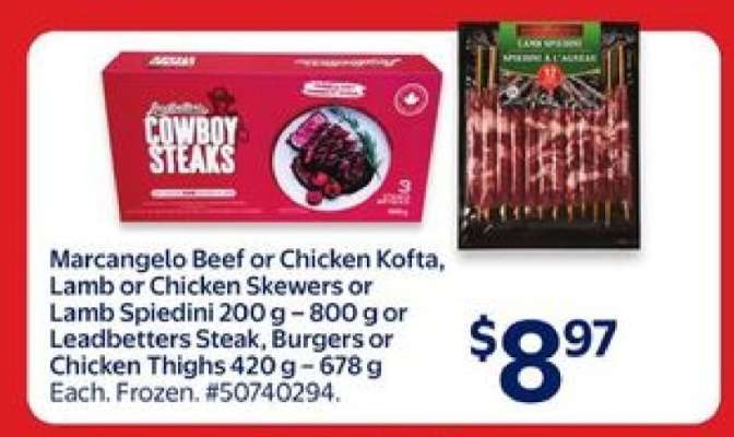 Marcangelo Beef or Chicken Kofta, Lamb or Chicken Skewers or Lamb Spiedini or Leadbetters Steak, Burgers or Chicken Thighs