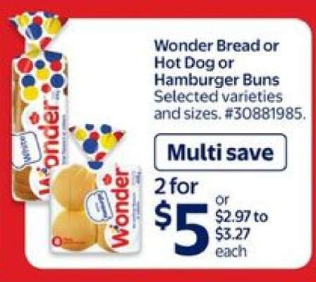 Wonder Bread or Hot Dog or Hamburger Buns
