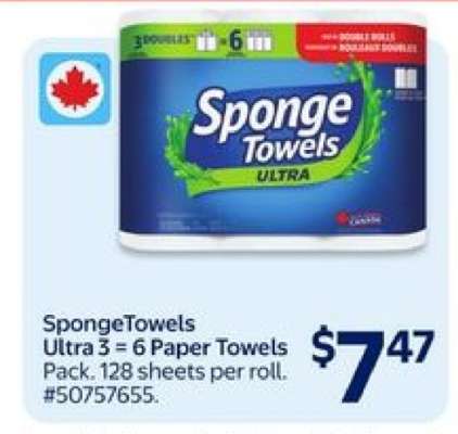 SpongeTowels Ultra 3 = 6 Paper Towels
