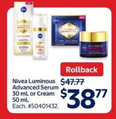 Nivea Luminous Advanced Serum 30 mL or Cream 50 mL