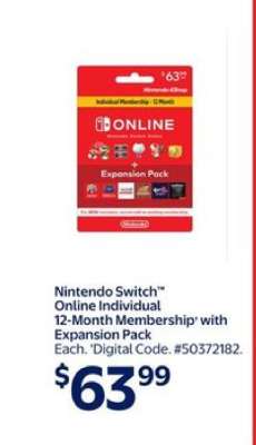Nintendo Switch Online Individual 12-Month Membership with Expansion Pack