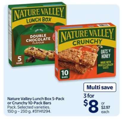 Nature Valley Lunch Box 5-Pack or Crunchy 10-Pack Bars