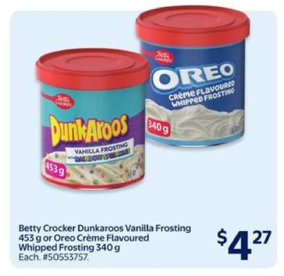 Betty Crocker Dunkaroos Vanilla Frosting or Oreo Crème Flavoured Whipped Frosting