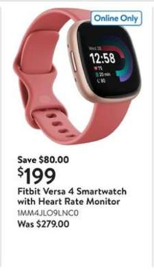 Fitbit Versa 4 Smartwatch with Heart Rate Monitor