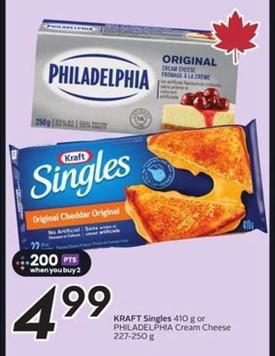 KRAFT Singles or PHILADELPHIA Cream Cheese