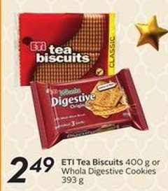 ETI Tea Biscuits or Whola Digestive Cookies