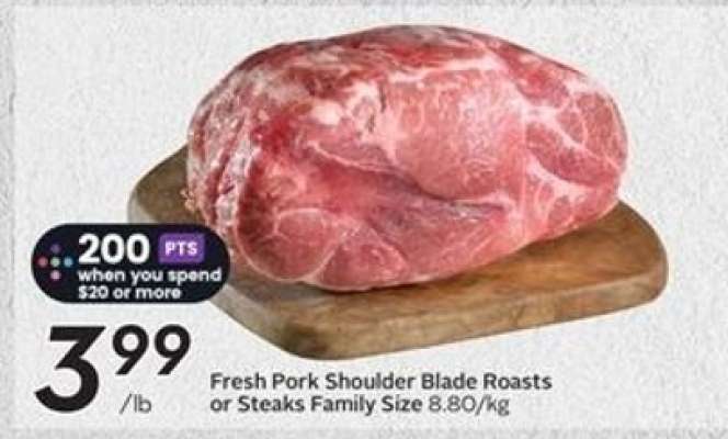 Fresh Pork Shoulder Blade Roasts or Steaks Family Size