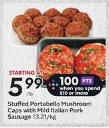 Stuffed Portabello Mushroom Caps with Mild Italian Pork Sausage