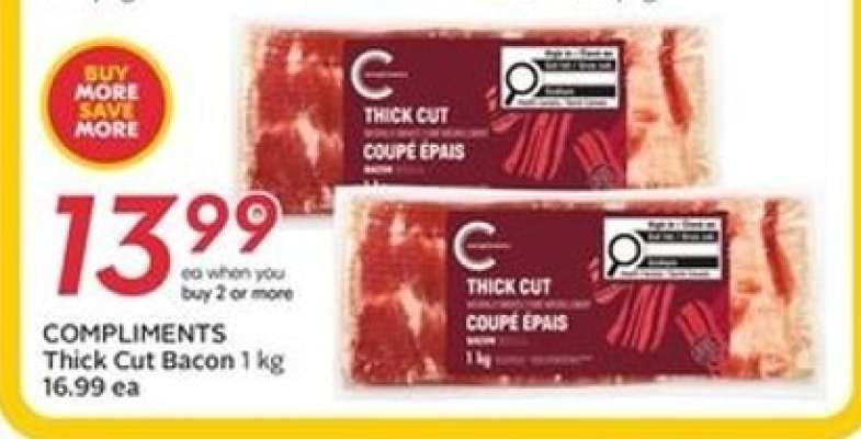 COMPLIMENTS Thick Cut Bacon 1 kg