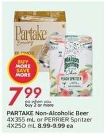 PARTAKE Non-Alcoholic Beer or PERRIER Spritzer