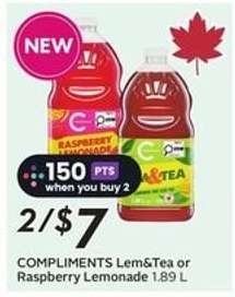 COMPLIMENTS Lem&Tea or Raspberry Lemonade 1.89 L
