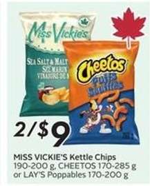 MISS VICKIE'S Kettle Chips, CHEETOS, or LAY'S Poppables