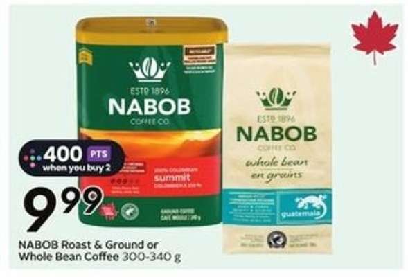 NABOB Roast & Ground or Whole Bean Coffee