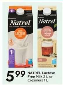 NATREL Lactose Free Milk 2 L or Creamers 1 L