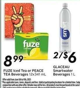 FUZE Iced Tea or PEACE TEA Beverages 12x341 mL