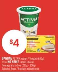 DANONE ACTIVIA Yogurt / NO NAME Cream Cheese