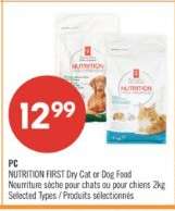 PC NUTRITION FIRST DRY CAT or DOG FOOD