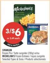 SWANSON Frozen Pie / Michelina's Frozen Entrées