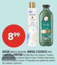 AUSSIE MIRACLE MOISTURE, HERBAL ESSENCES PURE PLANTS and/or PANTENE BLENDS Hair Care Products