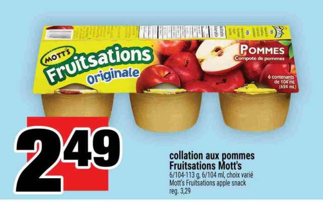 collation aux pommes Fruitsations Mott's