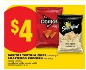 DORITOS TORTILLA CHIPS or SMARTFOOD POPCORN