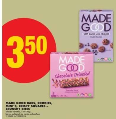 MADE GOOD BARS, COOKIES, MINI'S, CRISPY SQUARES or CRUNCHY BITES