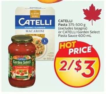 Catelli Pasta or Garden Select Pasta Sauce
