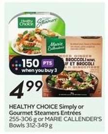 HEALTHY CHOICE Simply or Gourmet Steamers Entrées or MARIE CALLENDER'S Bowls