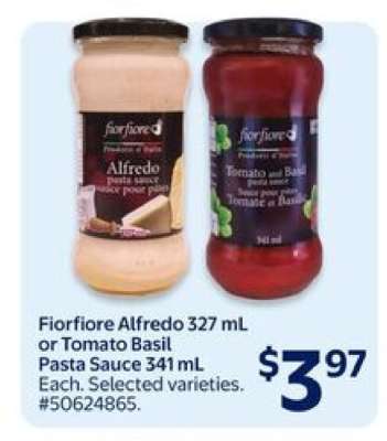 Fiorfiore Alfredo or Tomato Basil Pasta Sauce