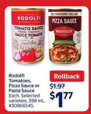 Rodolfi Tomatoes, Pizza Sauce or Pasta Sauce