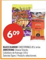 BLACK DIAMOND CHEESTRINGS (8's) or/ou ARMSTRONG Cheese Snacks