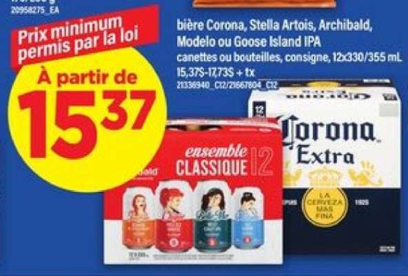 bière Corona, Stella Artois, Archibald, Modelo ou Goose Island IPA