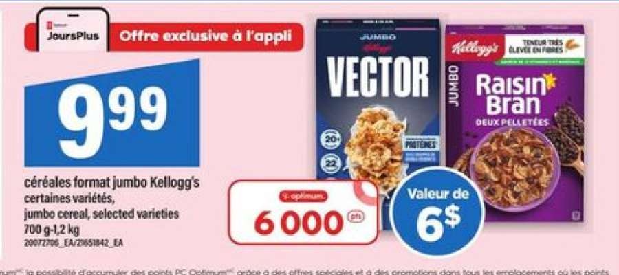 Céréales format jumbo Kellogg's