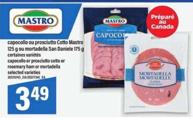 Mastro Capocollo ou Prosciutto Cotto / Mortadella San Daniele