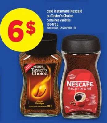 café instantané Nescafé ou Taster's Choice