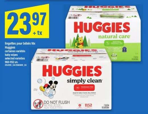 Huggies lingettes pour bébés 16x