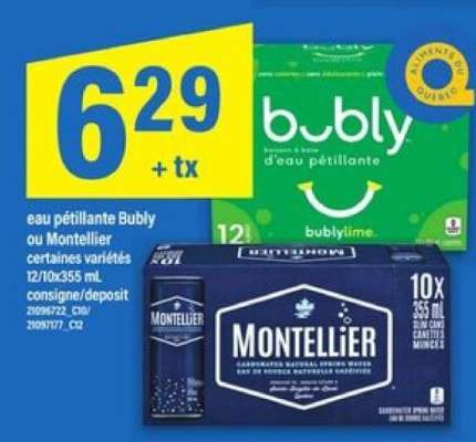 eau pétillante Bubly ou Montellier