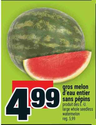 Gros melon d'eau entier sans pépins