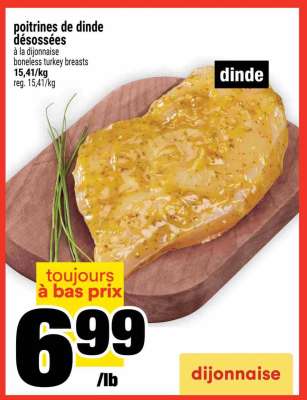 Poitrines de dinde désossées
