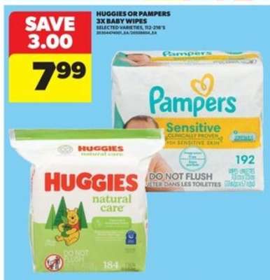 Huggies or Pampers 3x Baby Wipes