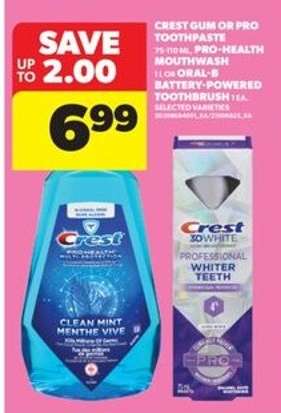 Crest Gum or Pro Toothpaste, Pro-Health Mouthwash, Oral-B Battery-Powered Toothbrush